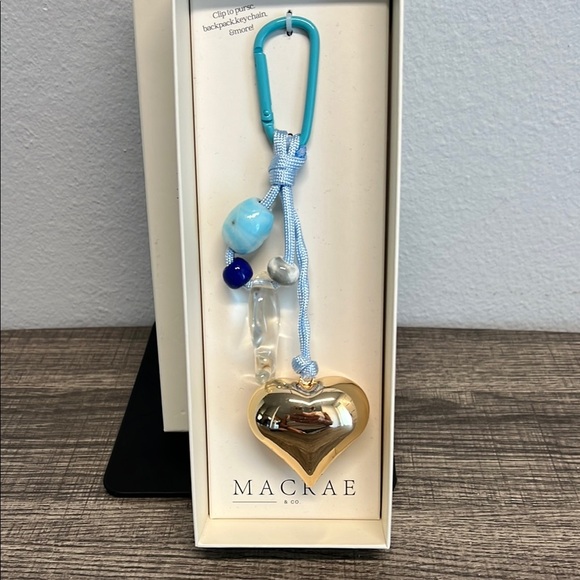 Macrae & Co | Heart Bag Charm w/ Clear Fish 🐟 🤍 - Picture 1 of 6